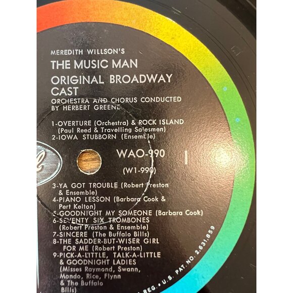 Meredith Willsons "The Music Man" Original Broadway Cast Vinyl Record WAO-990 - Picture 2 of 6